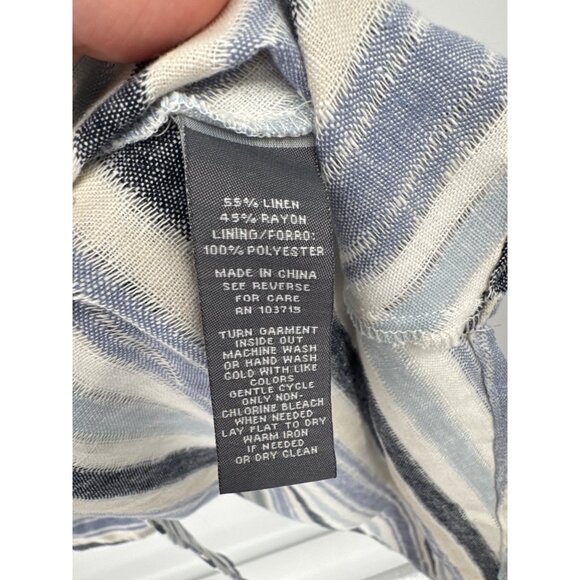 Sharagano Womens dress linen Striped Sleeveless Handkerchief Hem  Size 14 - Picture 4 of 5